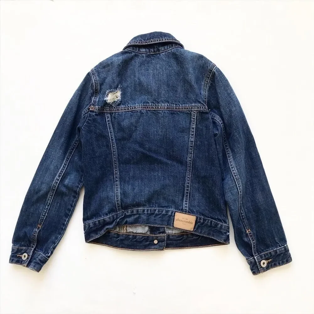 Abercrombie kids distressed denim jacket EUC 9-10Y - Picture 5 of 5
